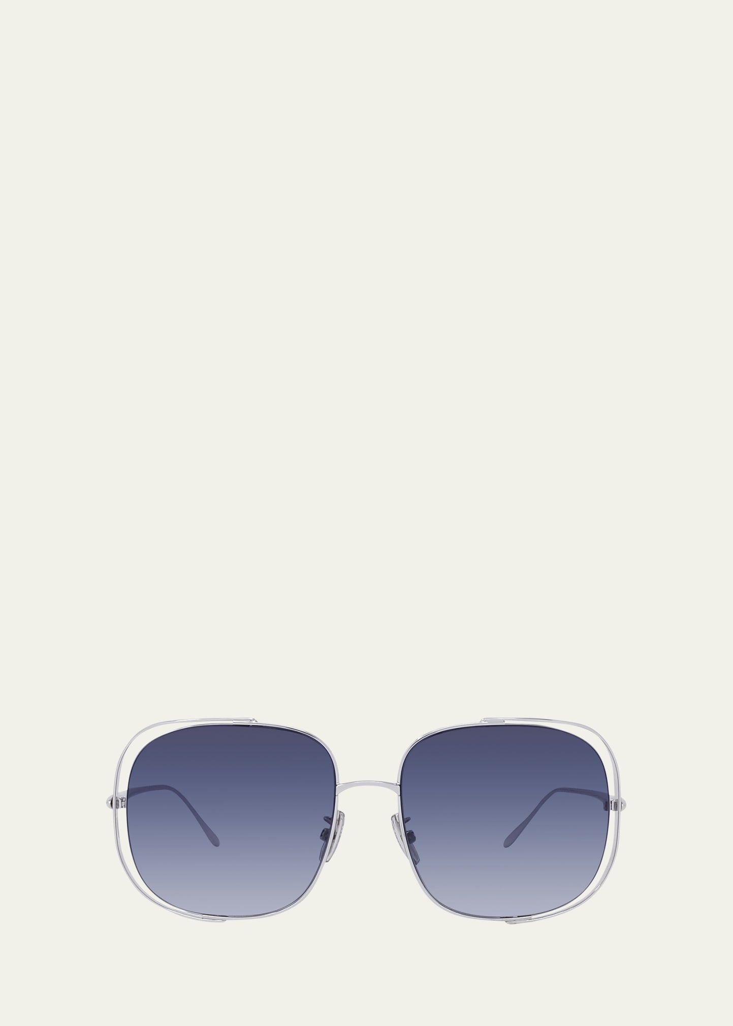 Metal Logo-Print Rectangle Sunglasses - 1