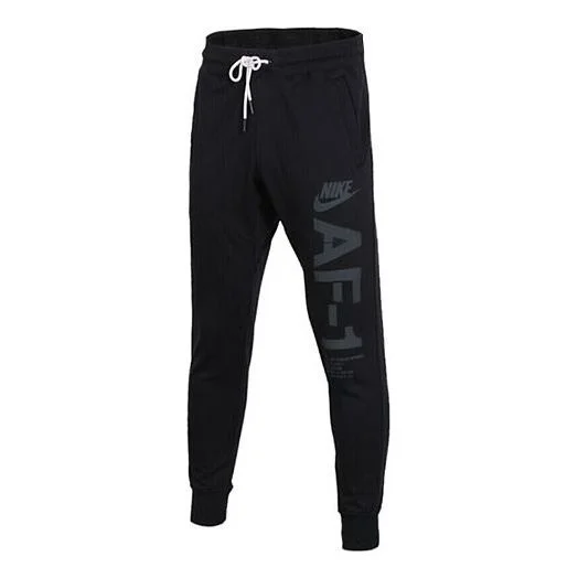 Men's Nike AF-1 Printing Knit Windproof Bundle Feet Long Pants/Trousers Black AH2031-010 - 1