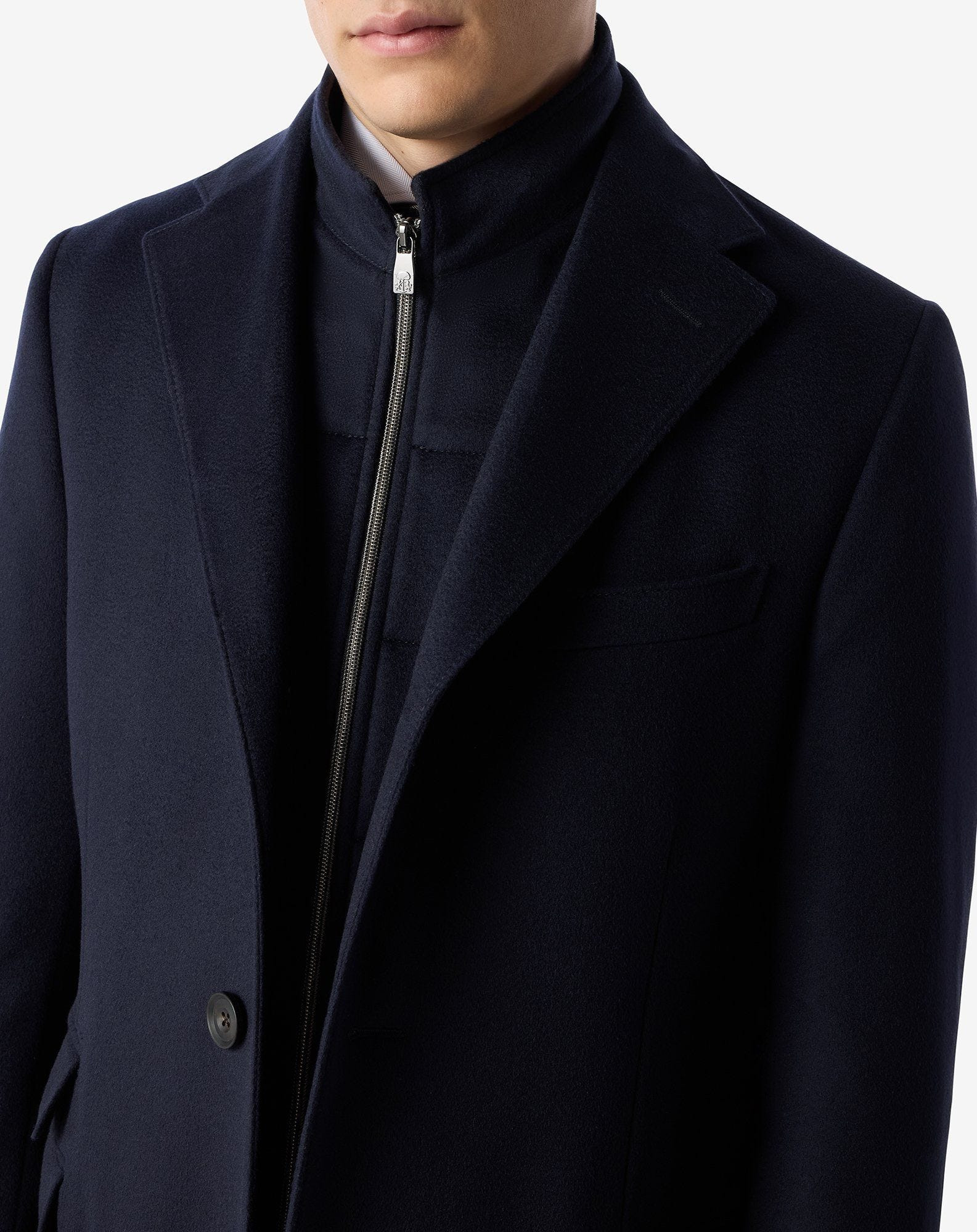 Navy blue wool beaver coat - 4