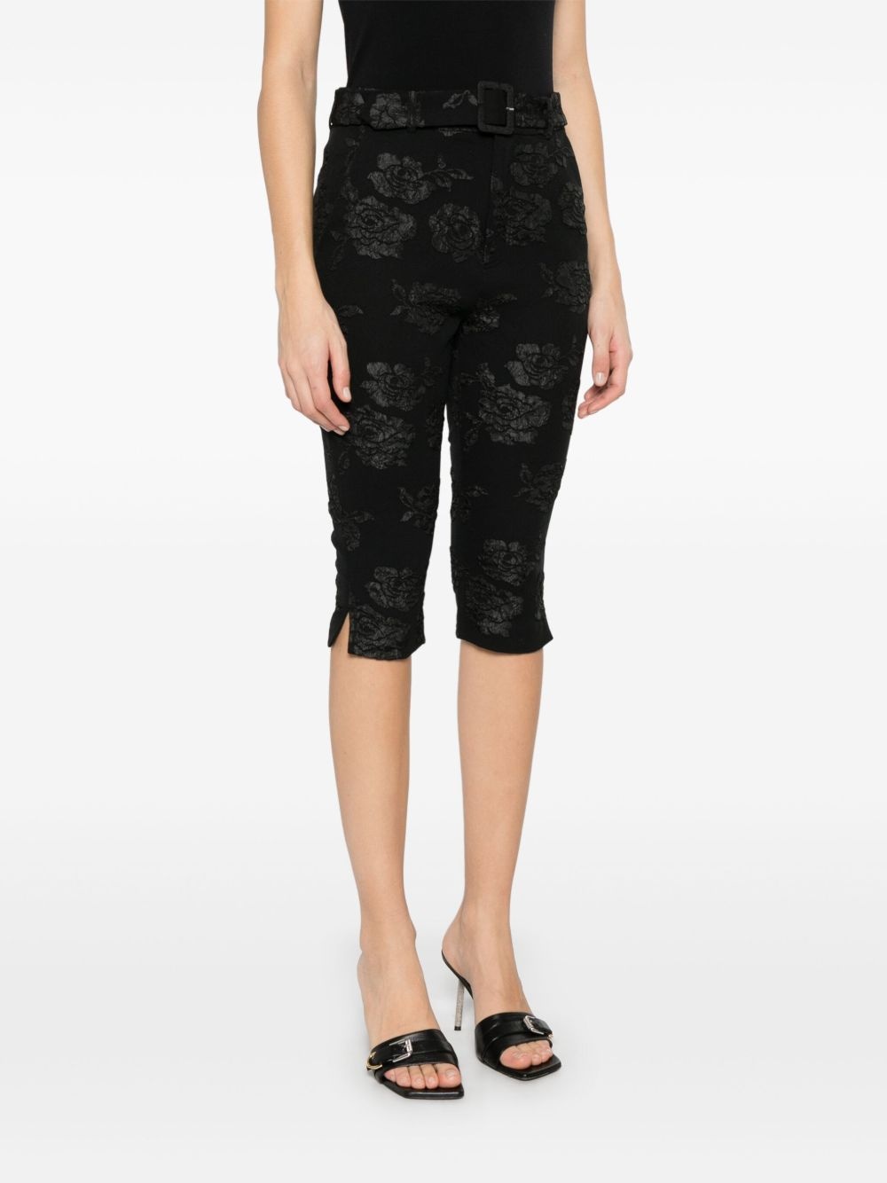 floral-jacquard capri trousers - 3