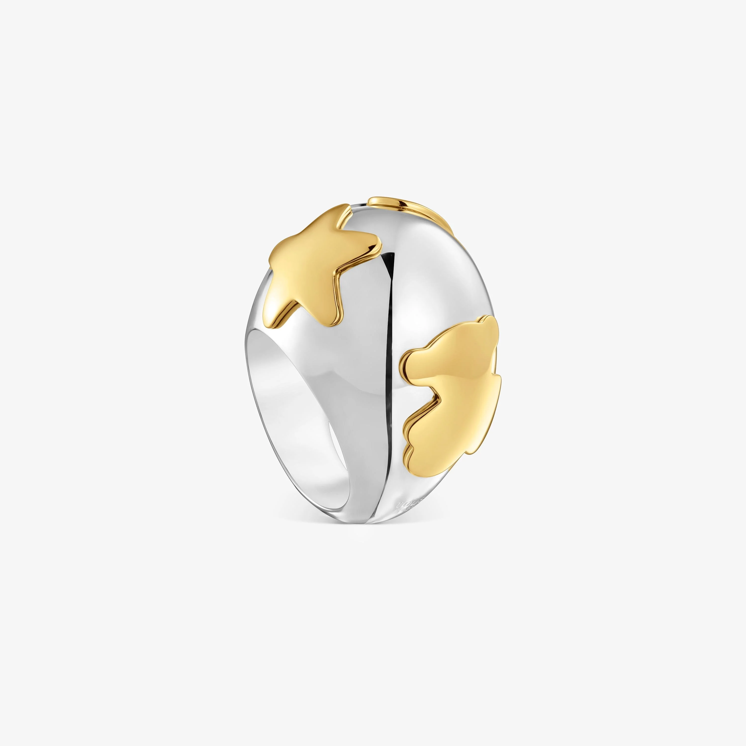 Wide two-tone dome Ring with motifs Warm - 1