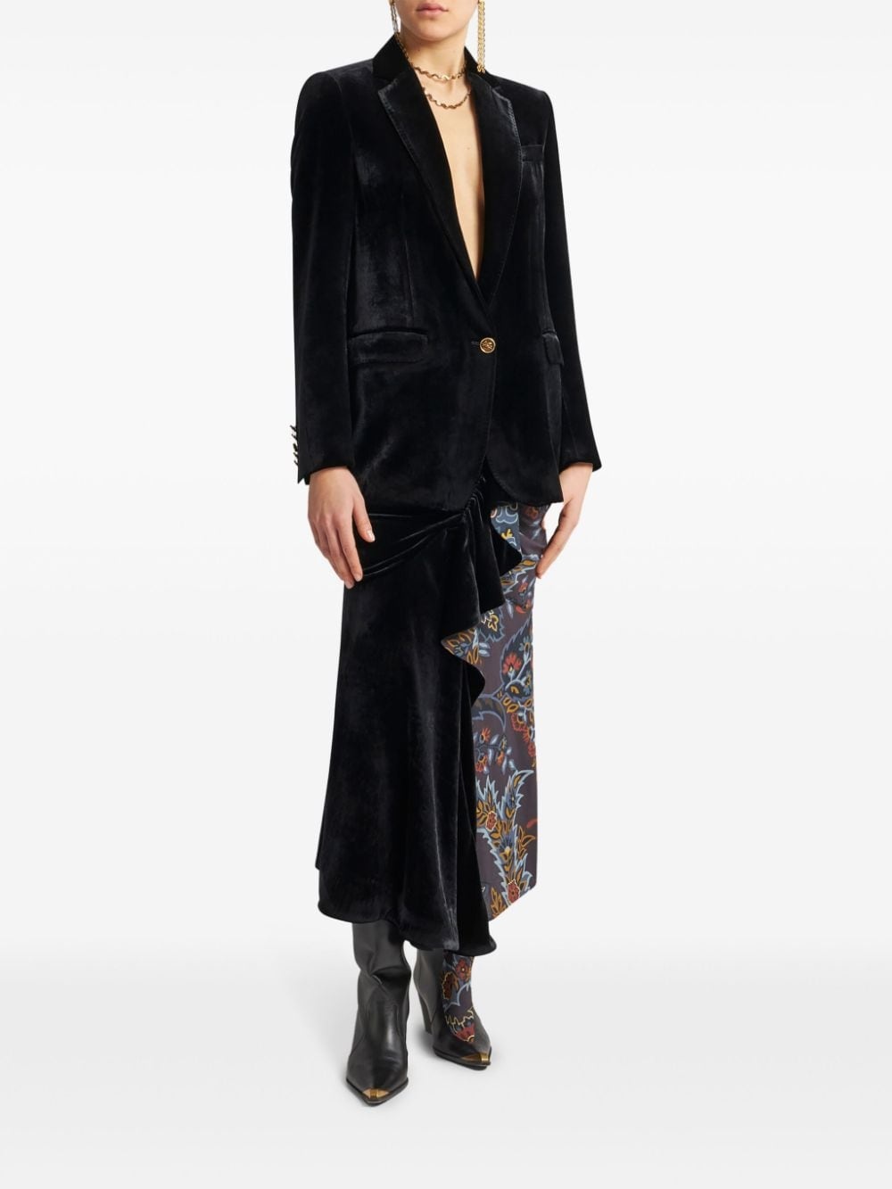 velvet single-breasted blazer - 3