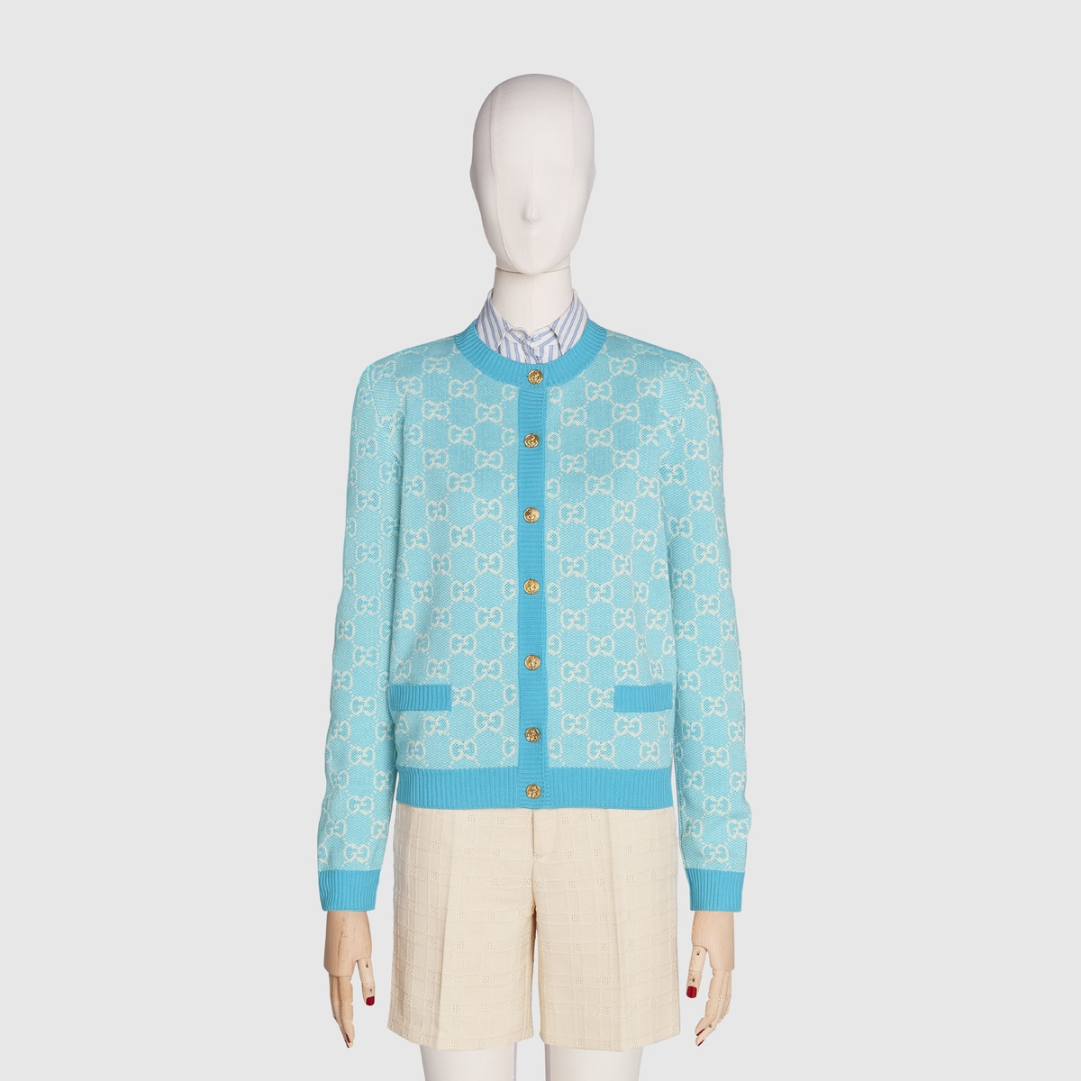 GG cotton wool piquet cardigan - 3