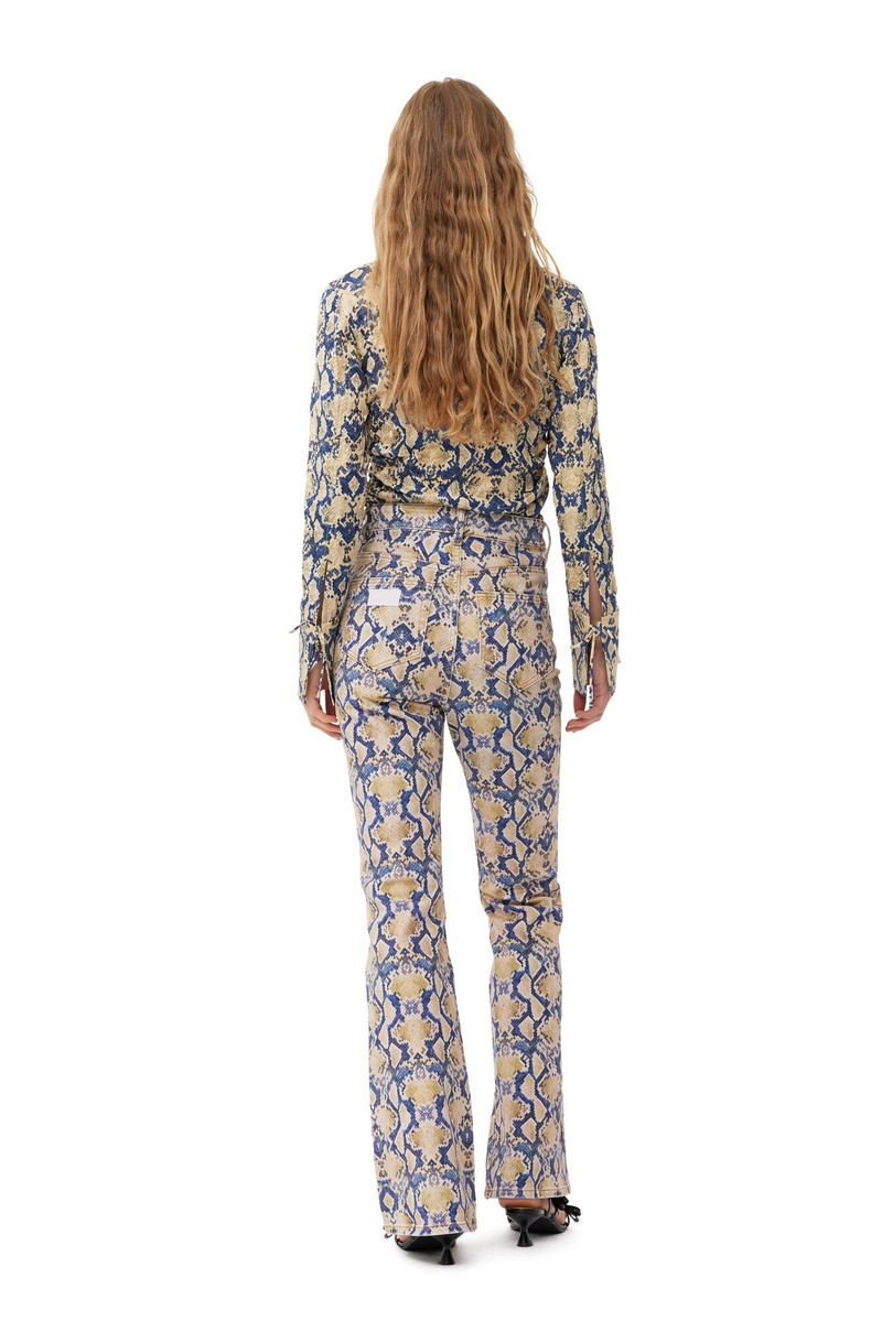SNAKE PRINTED CRINKLED SATIN FITTED SHIRT 5
