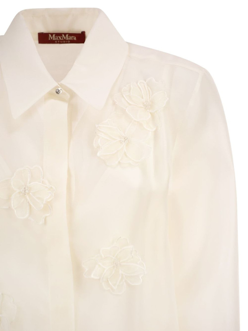 Mseagi embroidered-flower silk shirt 4