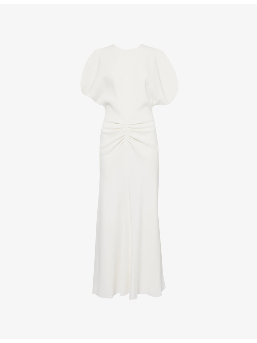 Gathered ruffle-sleeve woven midi dress - 1