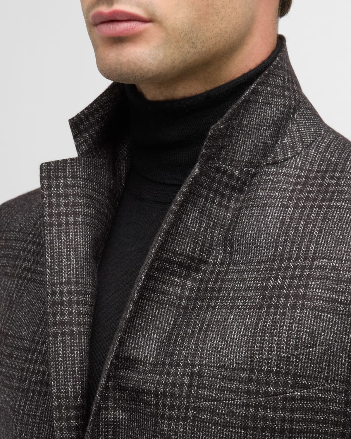 Men's Silk-Cashmere Plaid Sport Coat - 7