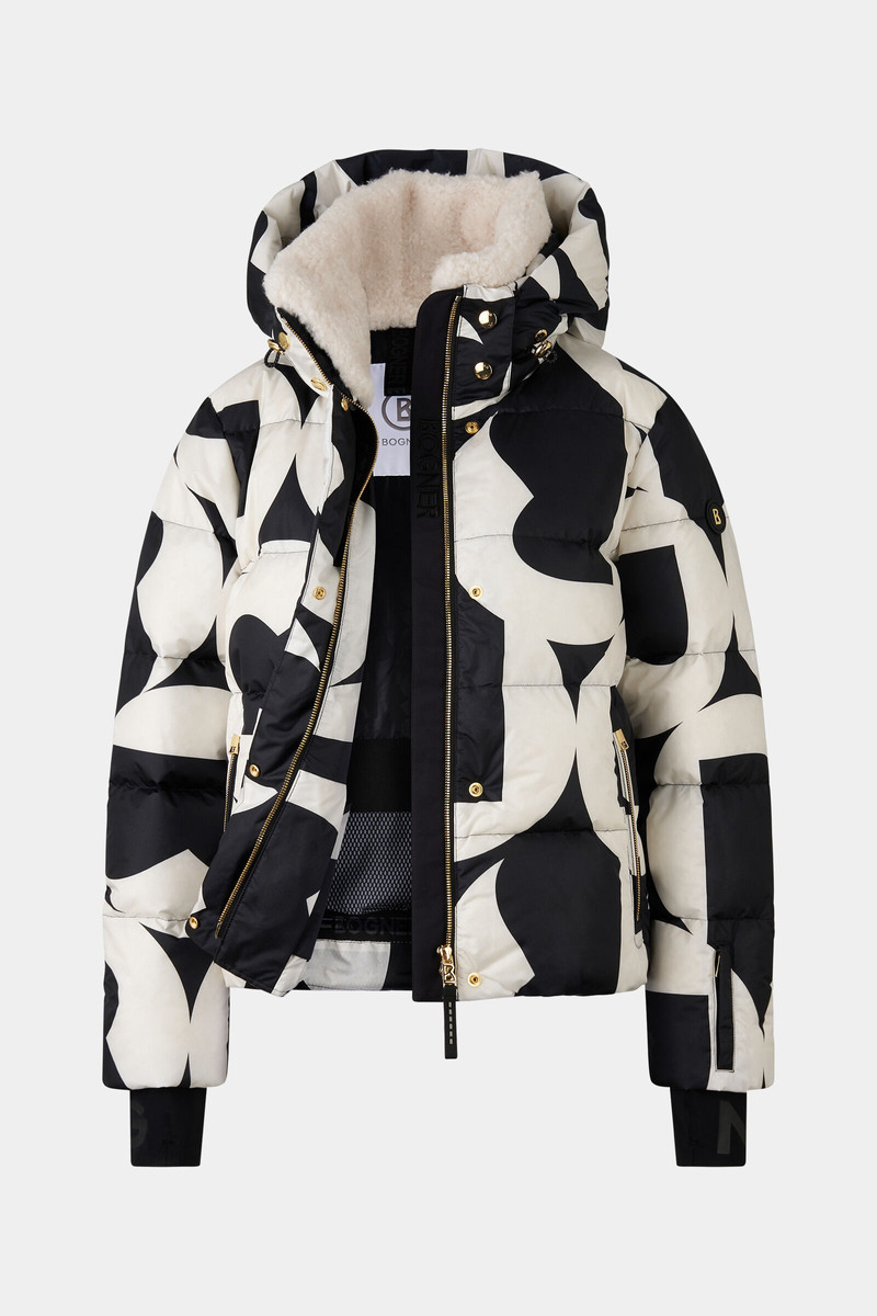 Maja down ski jacket in Black/Off-White 11