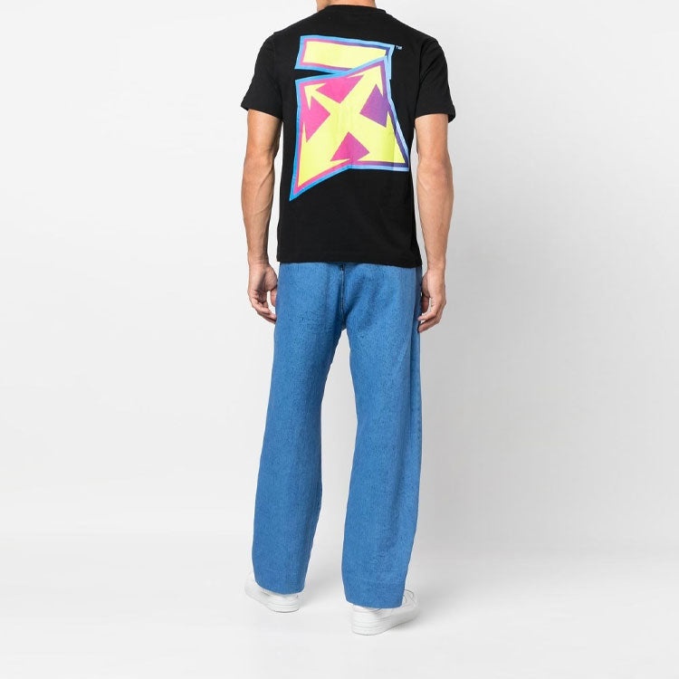 Off-White FW22 Back Logo Printing Round Neck Short Sleeve Slim Fit Version Black OMAA027F22JER007107 - 4