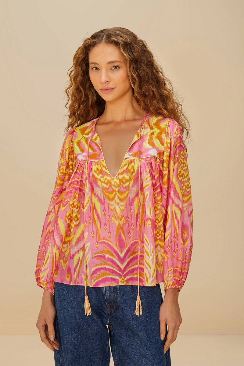 Pink Pineapple Tapestry Blouse 1