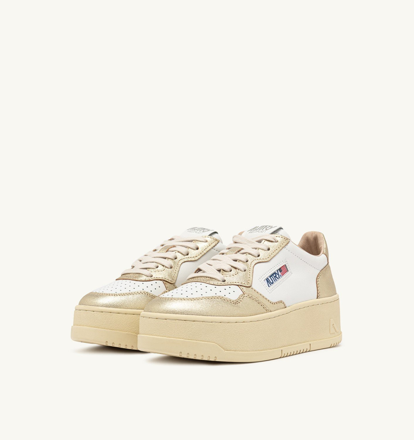 MEDALIST PLATFORM SNEAKERS IN WHITE AND PLATINUM LEATHER - 2