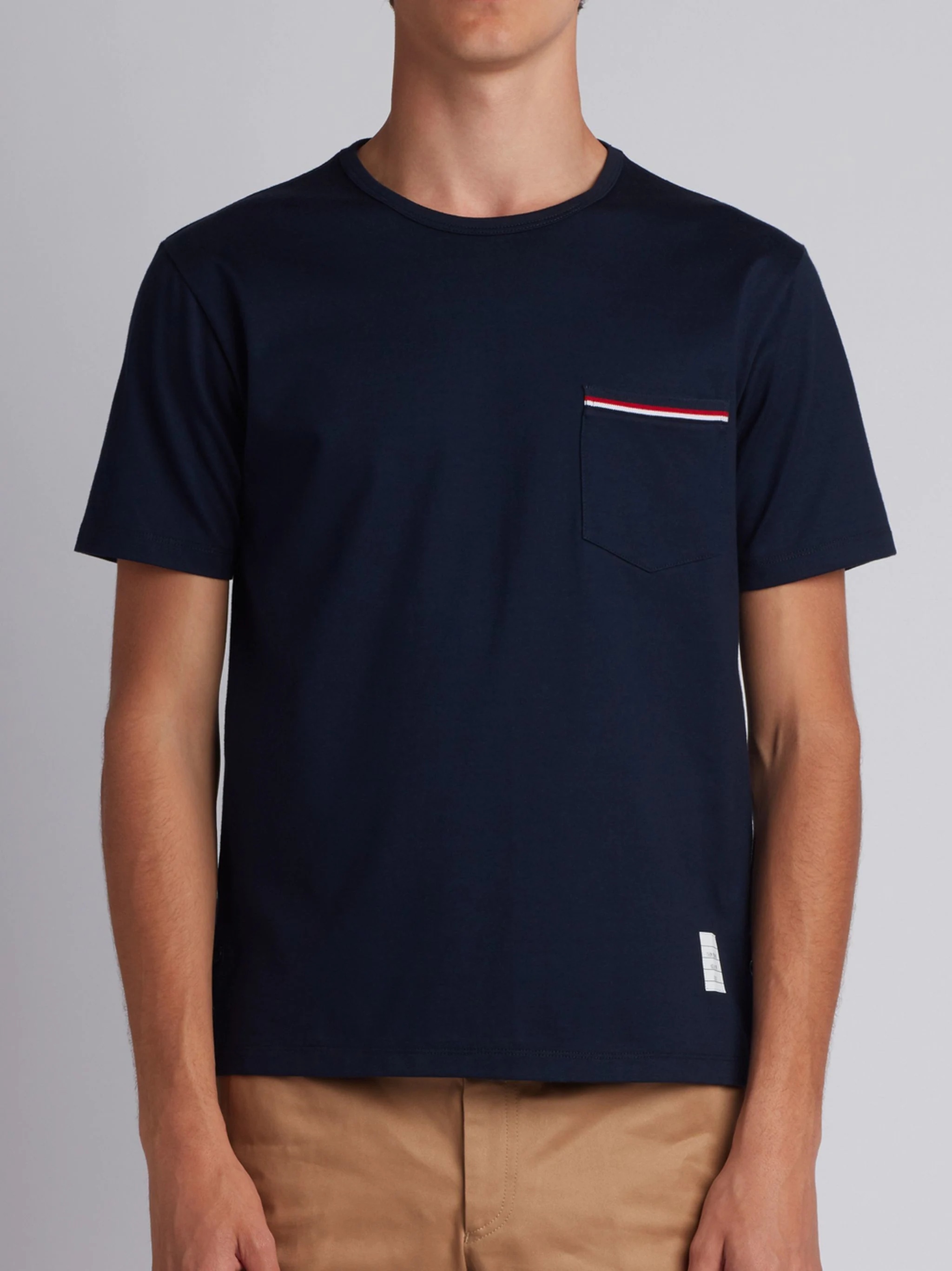 Navymedium Weight Jersey Tipped Pocket Crew Neck Tee - 1