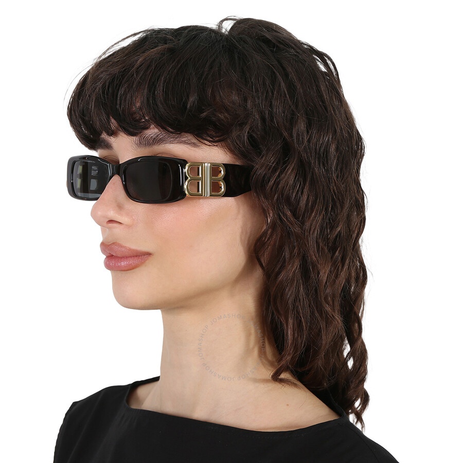 Balenciaga Grey Rectangular Ladies Sunglasses BB0096S 002 51 - 2