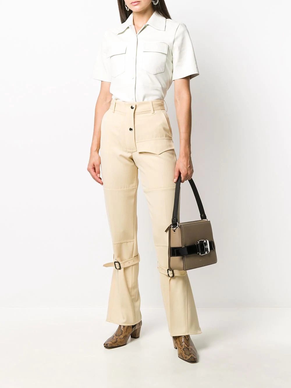 knee-strap flared trousers - 2