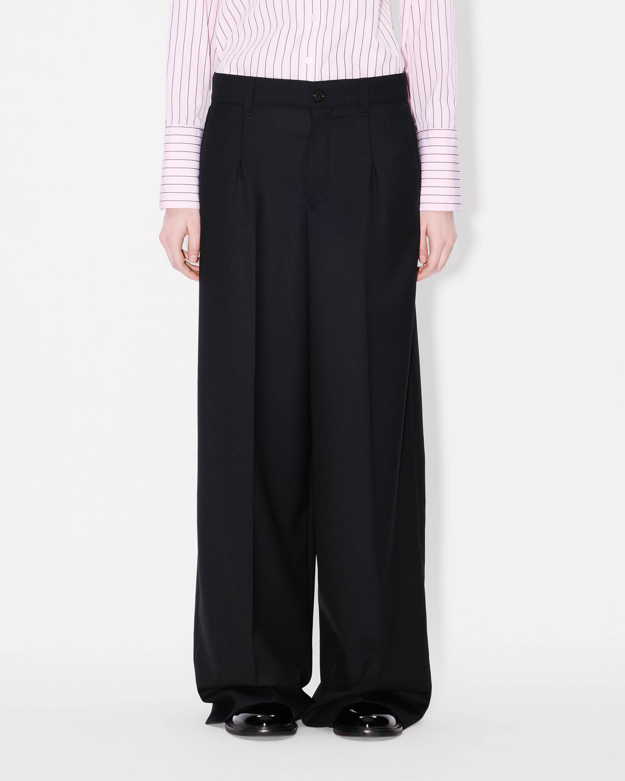 'KENZO Weave' wide leg pants in wool jacquard - 4