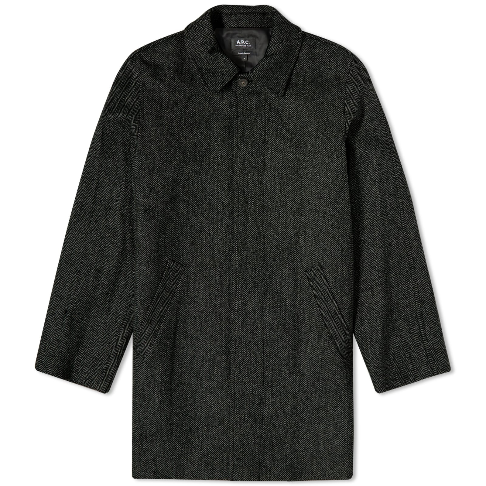 A.P.C. Pete Herringbone Wool Mac - 1