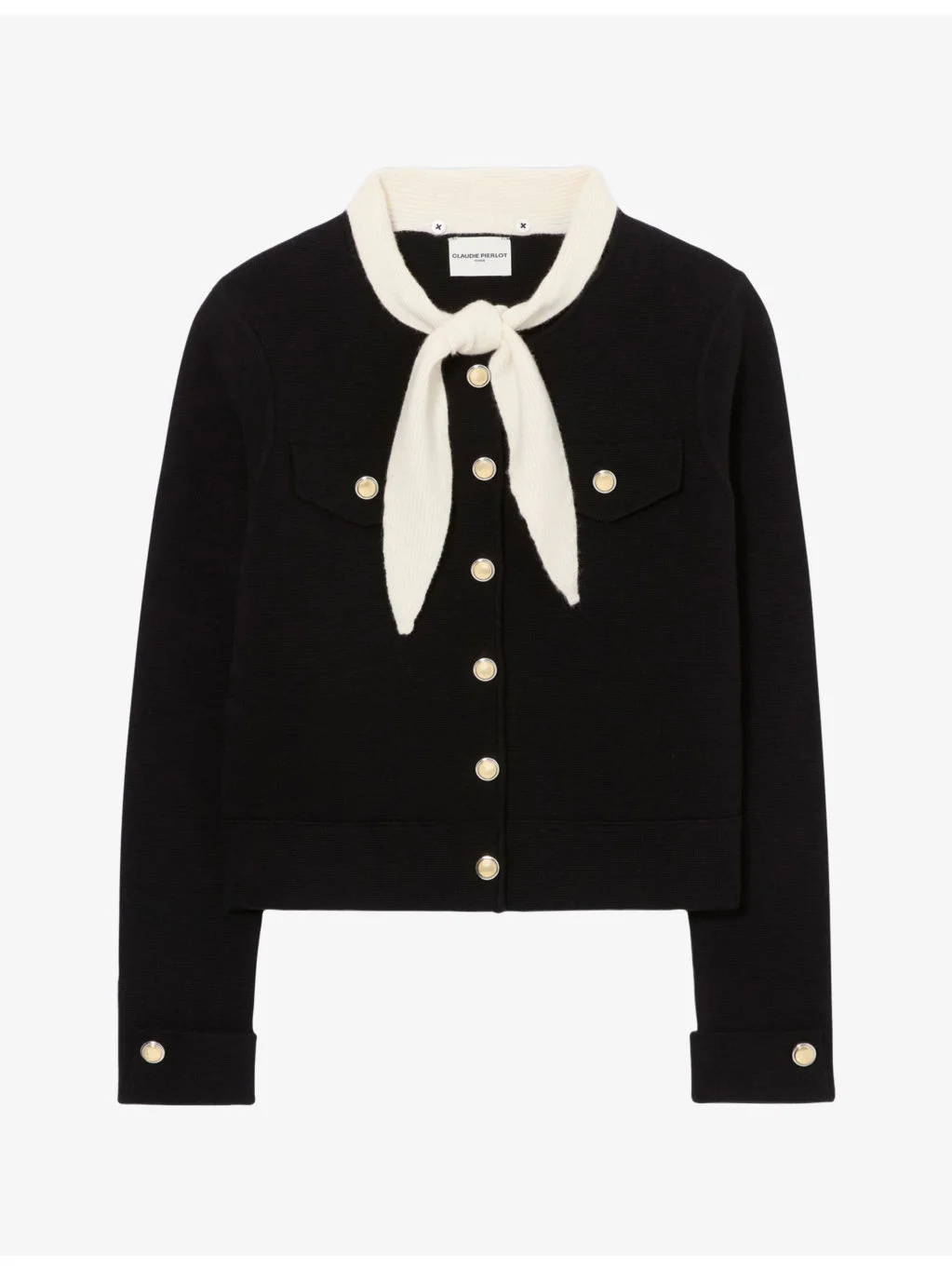 Tie-Neck Knitted Wool and Cotton Cardigan - 1