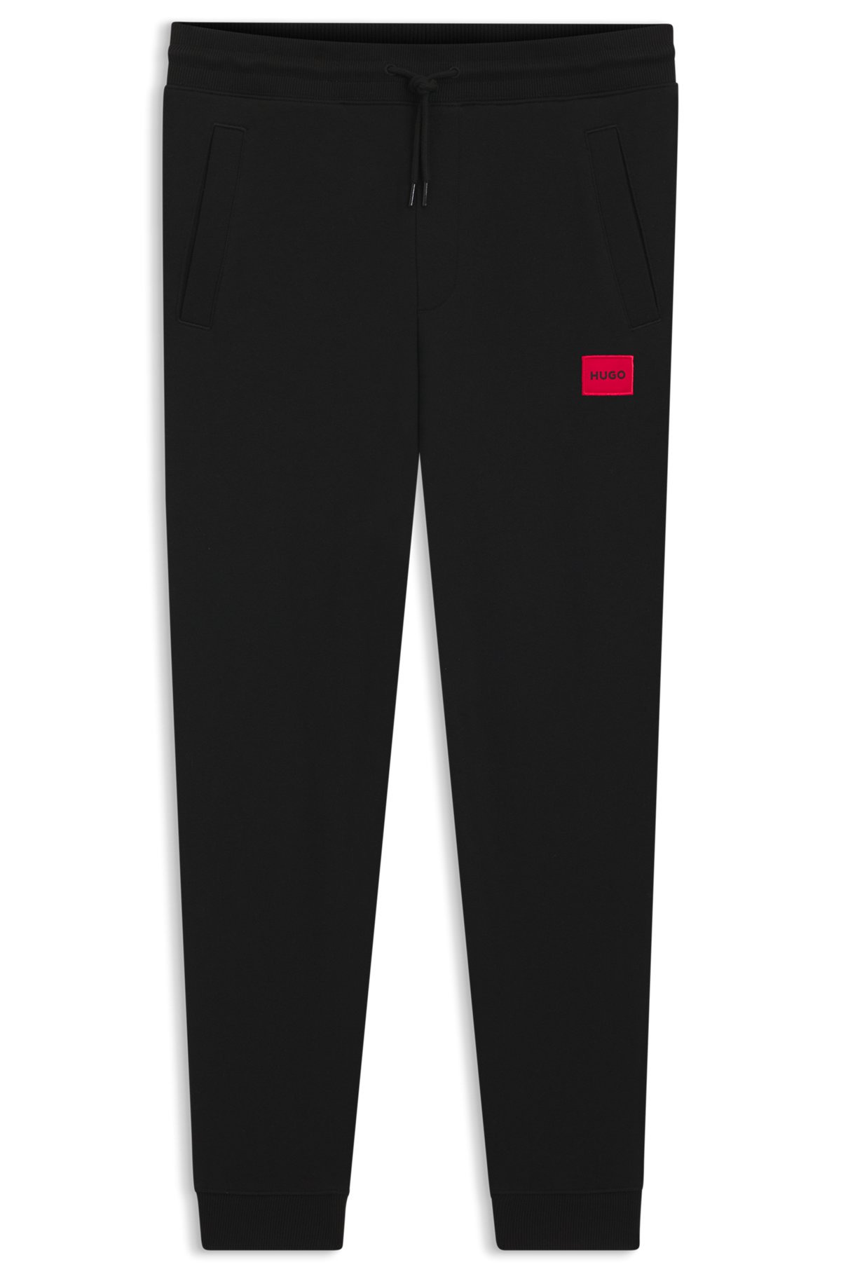 COTTON-TERRY TRACKSUIT BOTTOMS WITH RED LOGO LABEL - 1