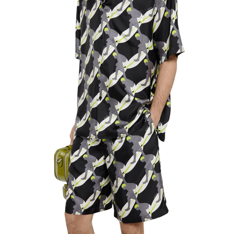 Printed silk twill shorts 5