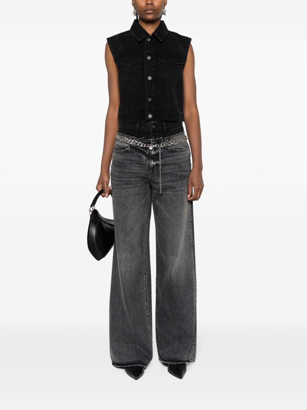 Caroline spread-collar denim vest - 2
