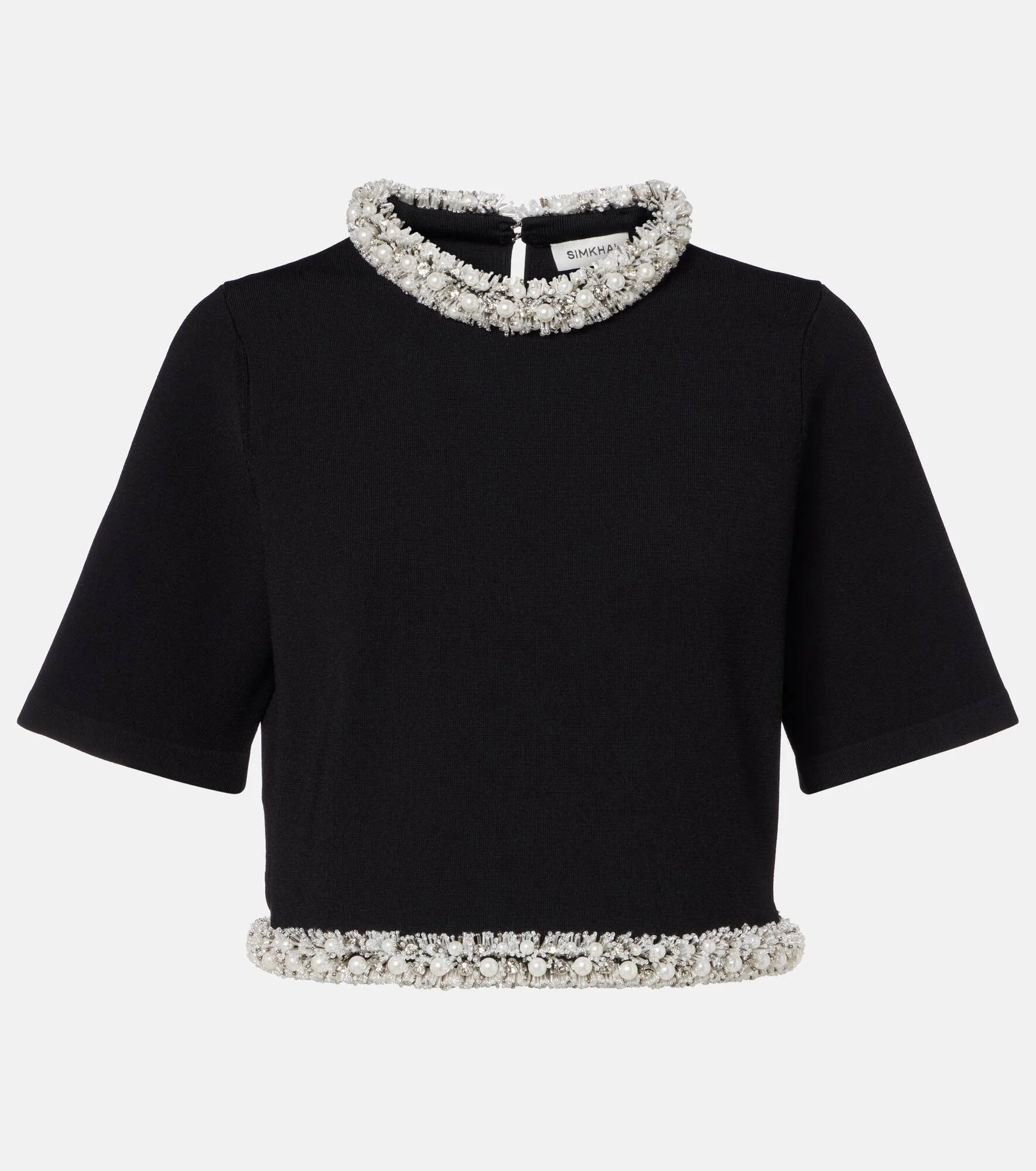 Ozelle embellished knitted crop top - 1