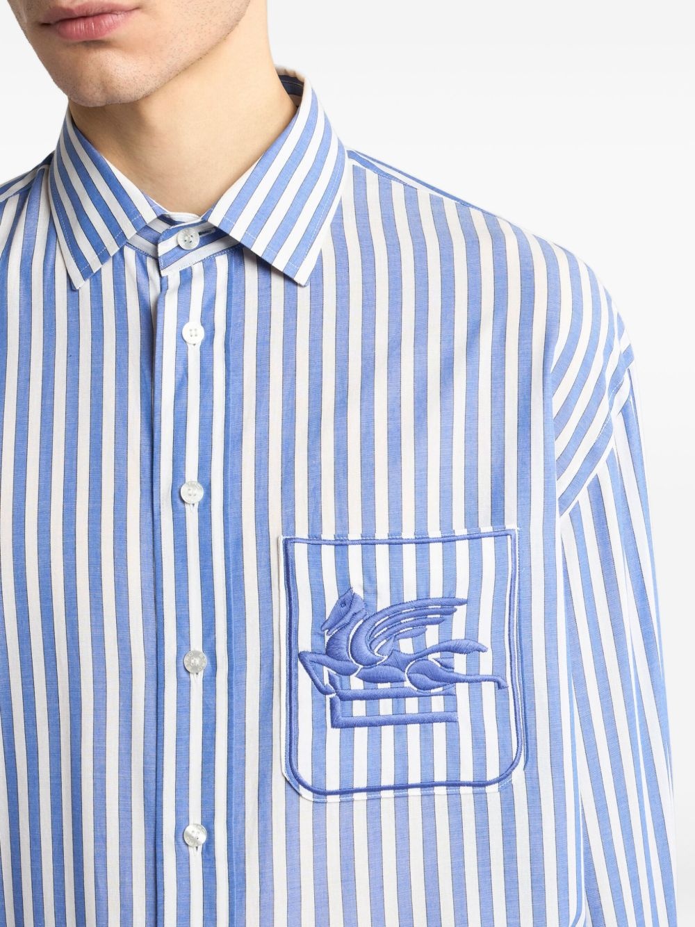 Pegaso-embroidered striped shirt - 5