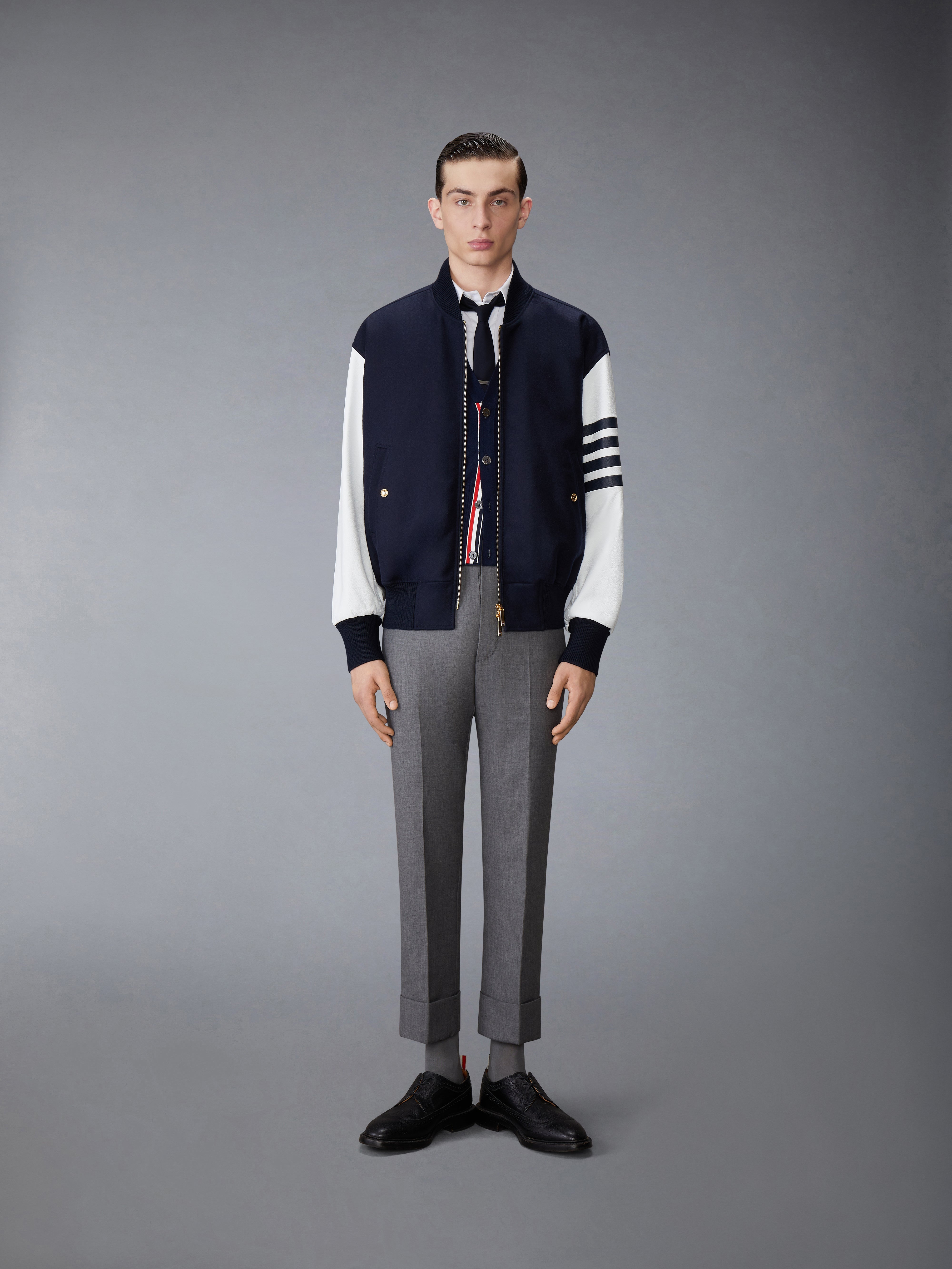 MELTON WOOL 4-BAR OVERSIZED BLOUSON JACKET - 5