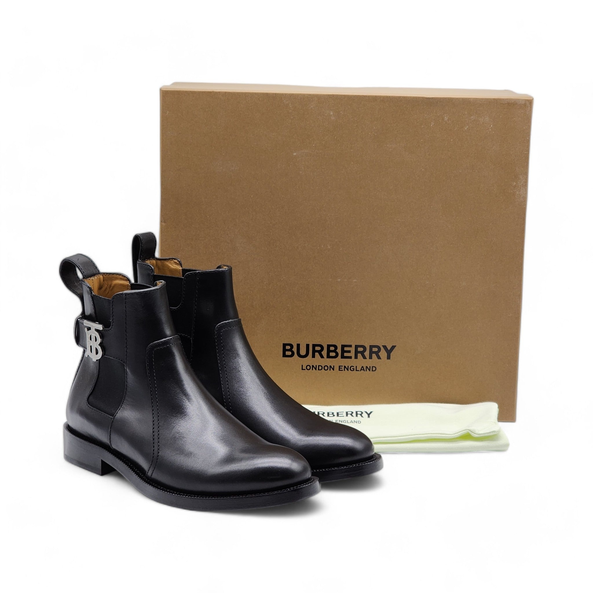 Burberry Luke TB Monogram Buckle Leather Chelsea Boot in Black - 2