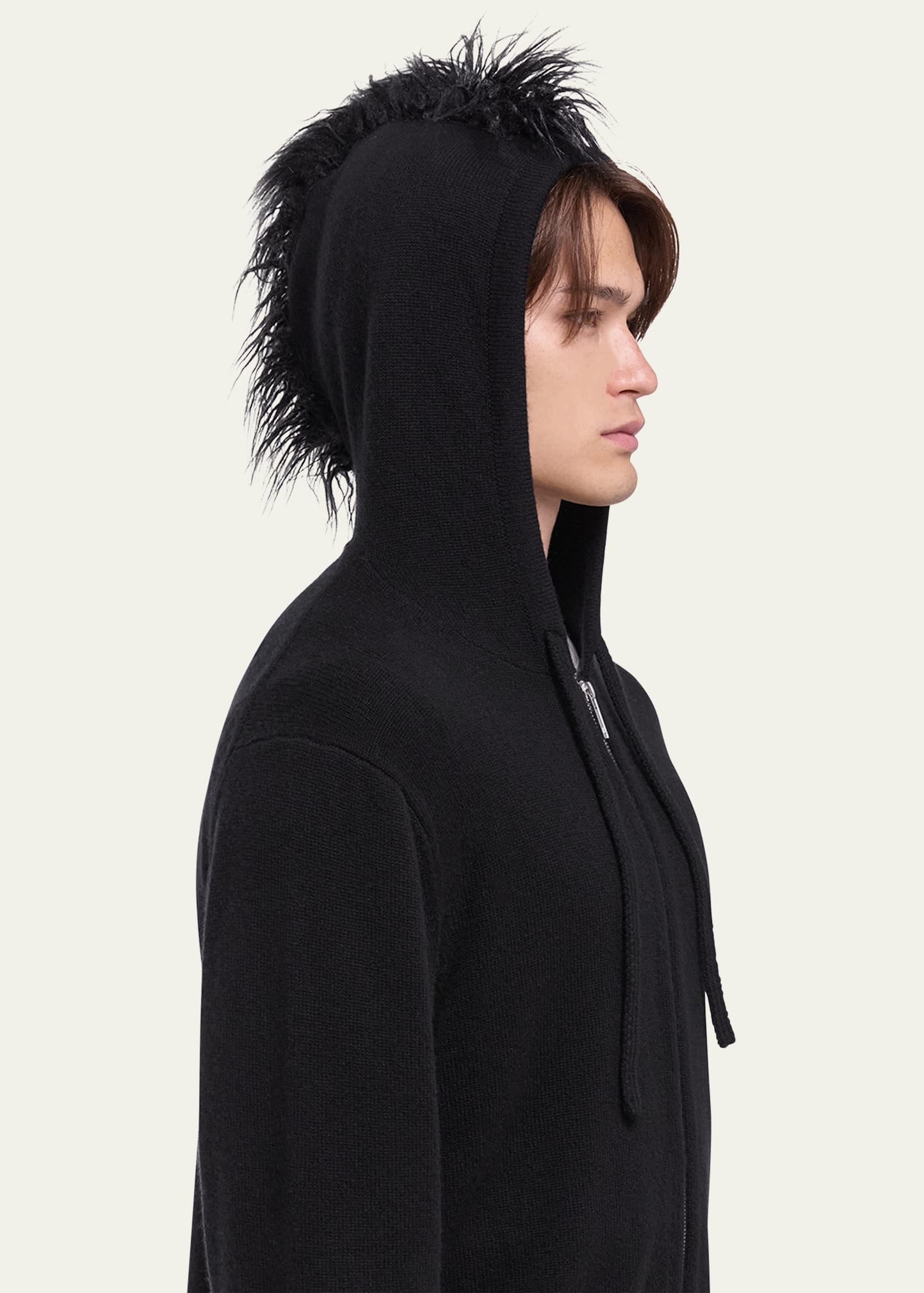 Helmut Lang Men s Wool Cashmere Mohawk Zip Hoodie bergdorfgoodman REVERSIBLE
