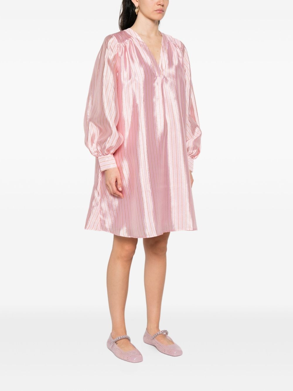 Yorando stripe V-neck dress - 3