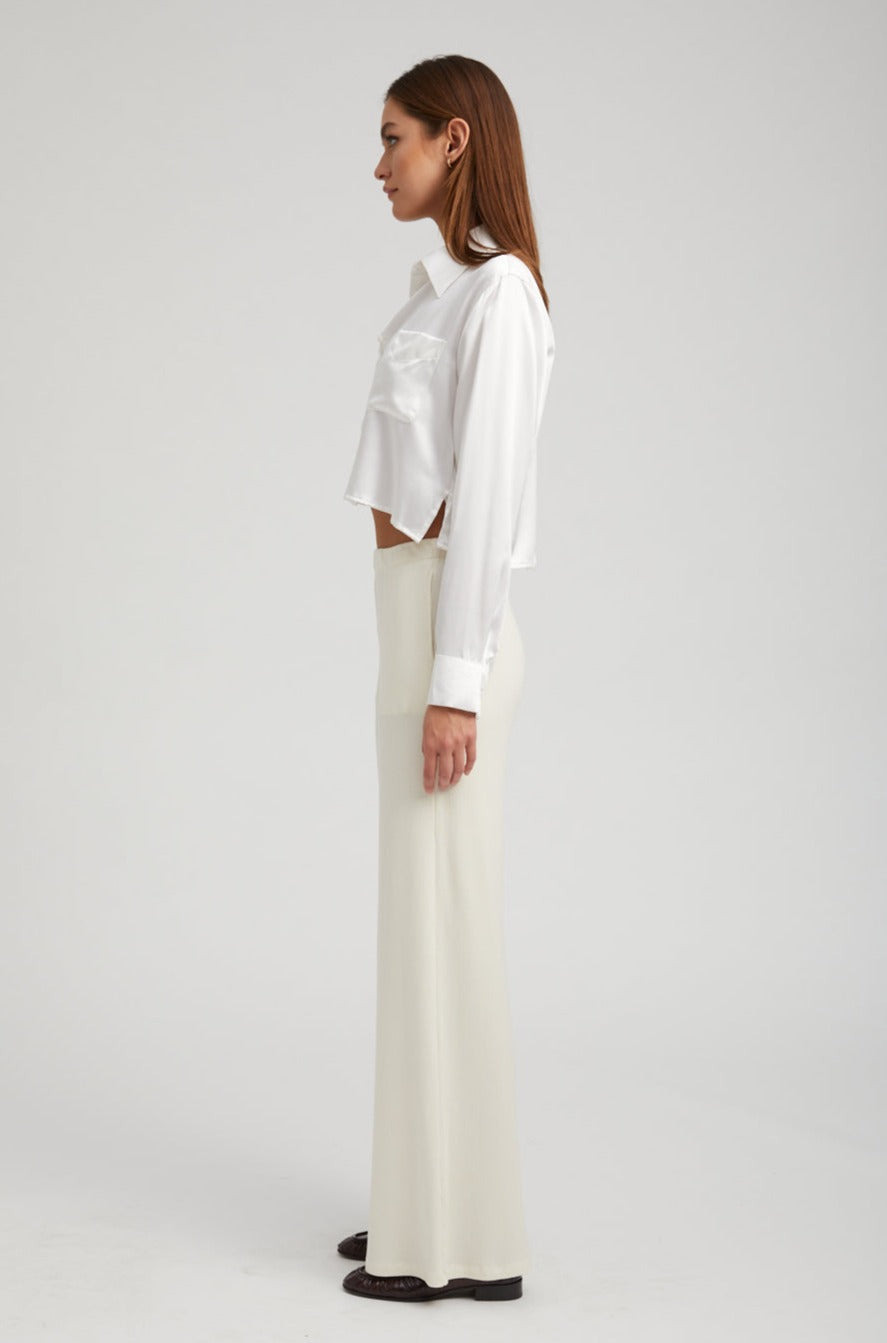 OFF WHITE RIB WIDE LEG PANTS - 4