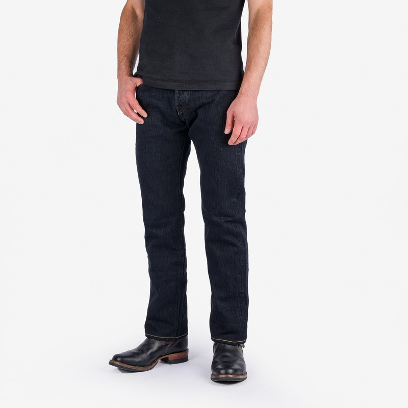 Iron Heart IH-634S-SLBod 16oz Slubby Selvedge Denim Straight Cut Jeans - Indigo Overdyed Black outlook