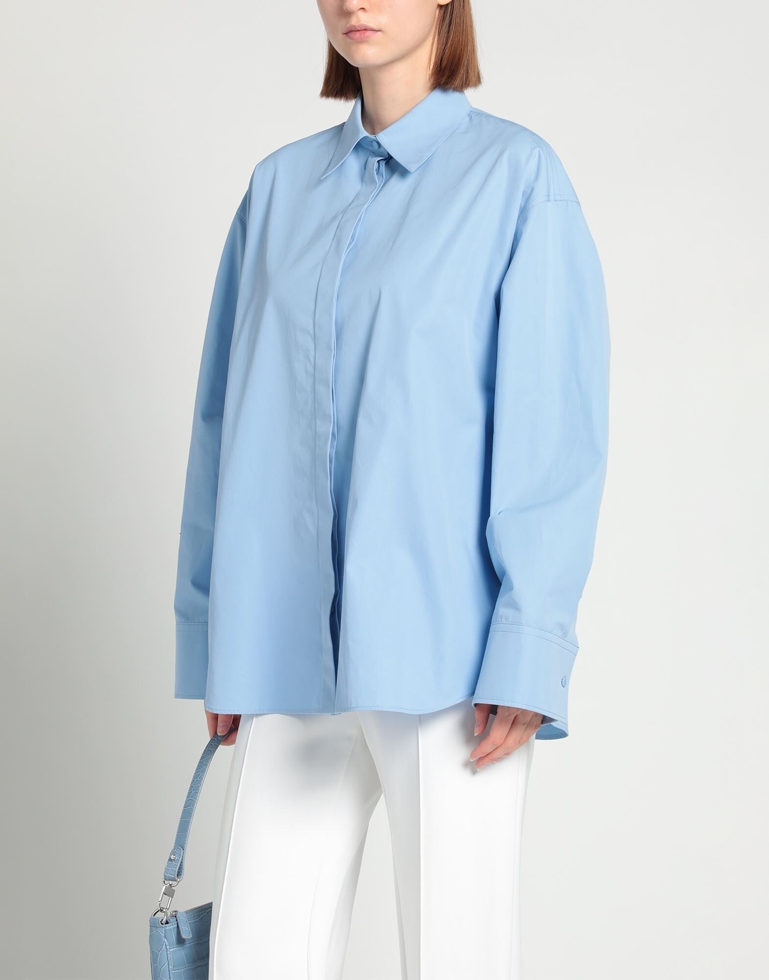 Sky blue Women's Solid Color Shirts & Blouses - 4