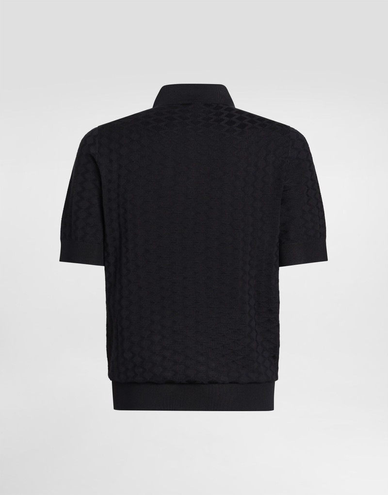Dolce & Gabbana Micro-dot stitch silk polo shirt outlook