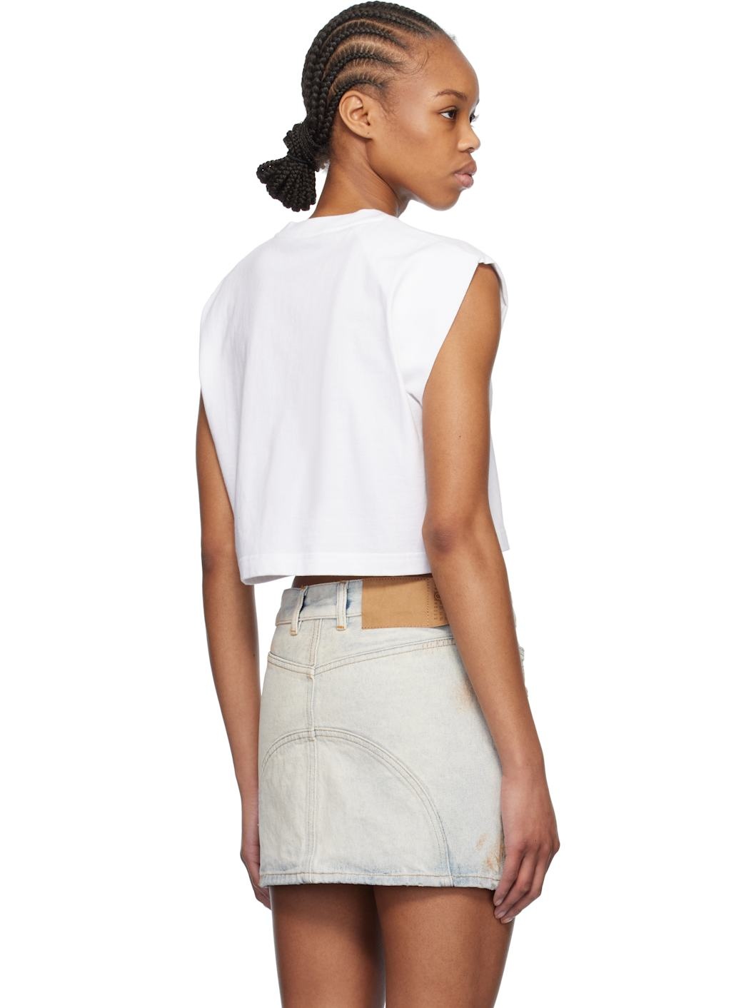 White Sleeveless Crew-Neck Top - 3