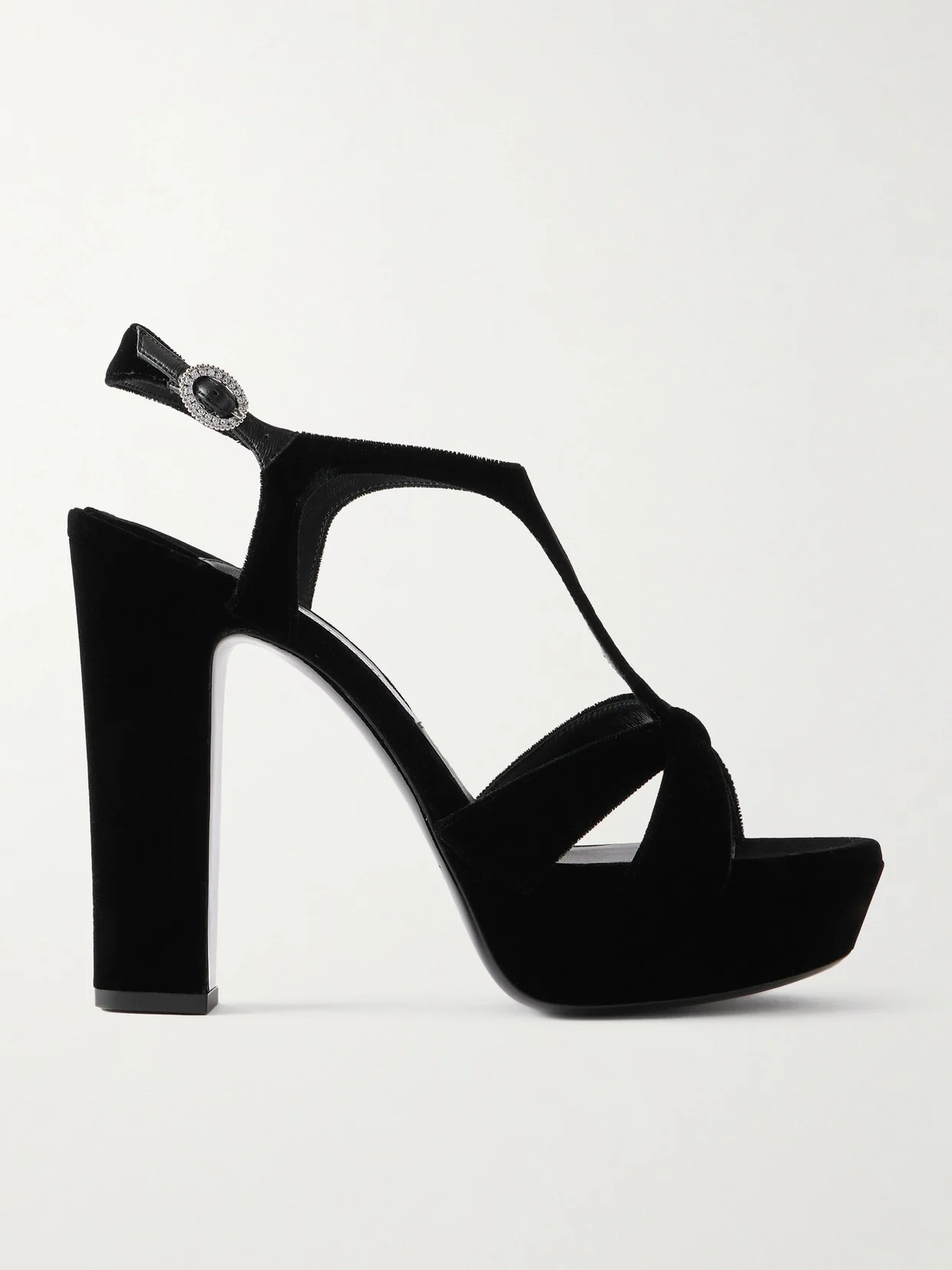 Kesia 120 Crystal-embellished Velvet Platform Sandals - 1