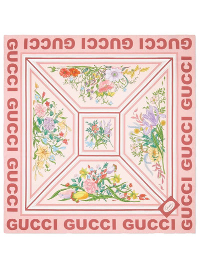 GUCCI floral-print silk scarf outlook