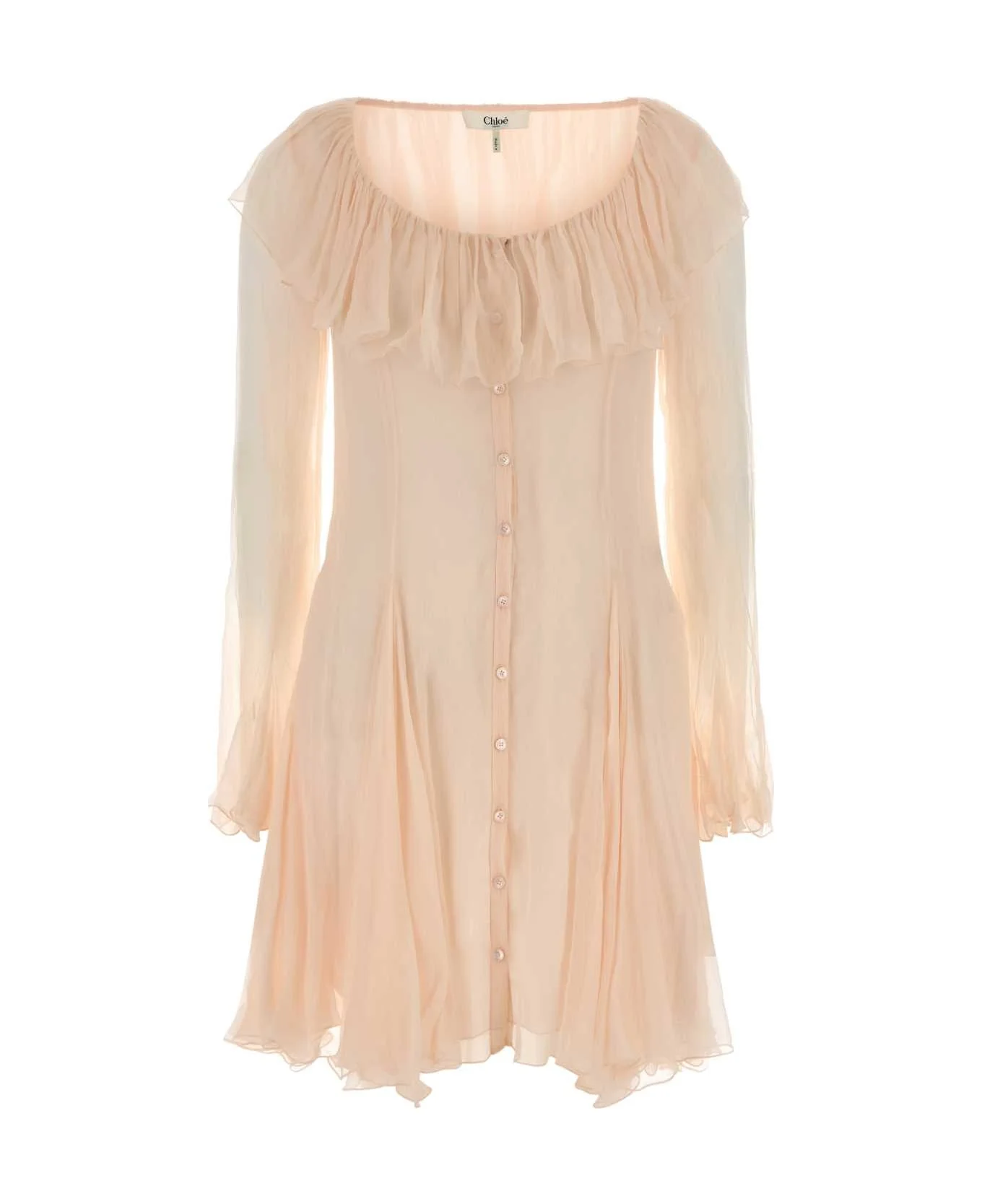 Pastel Pink Silk Mini Dress - 1