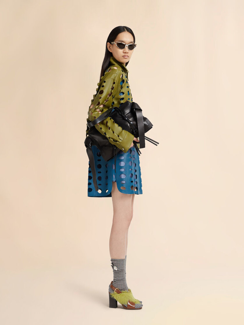 BLUE NAPPA LEATHER DRESS WITH CUT-OUT DETAILING 5