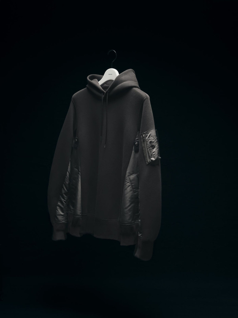 sacai Sponge Sweat x Nylon Twill Hoodie outlook