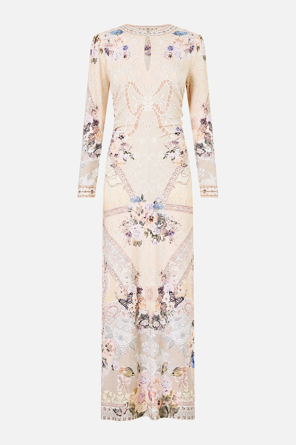GATHERED JERSEY LONG DRESS - 1
