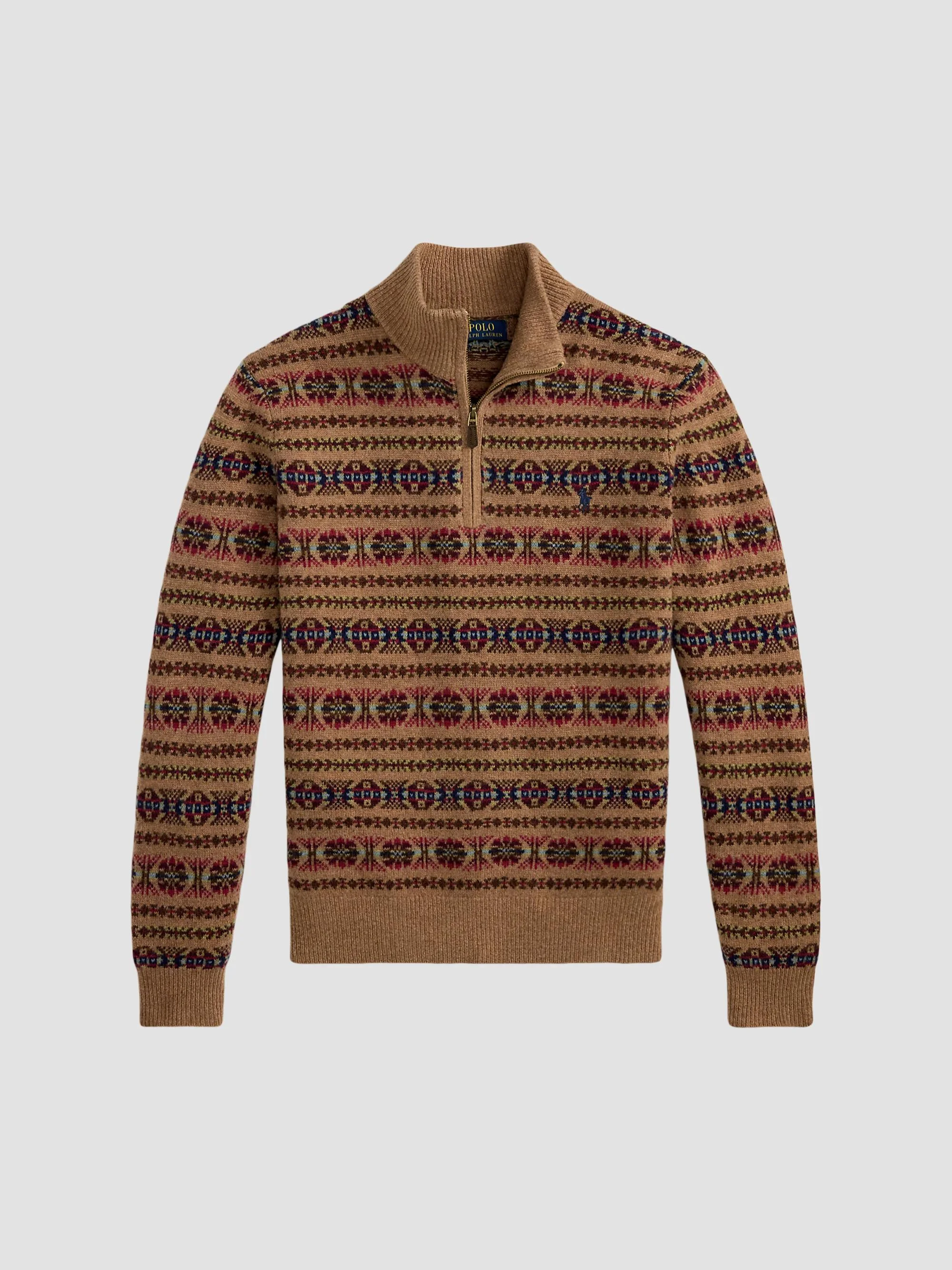 Men's Fair Isle-Style Wool Quarter-Zip Sweater - Multi Combo - 1