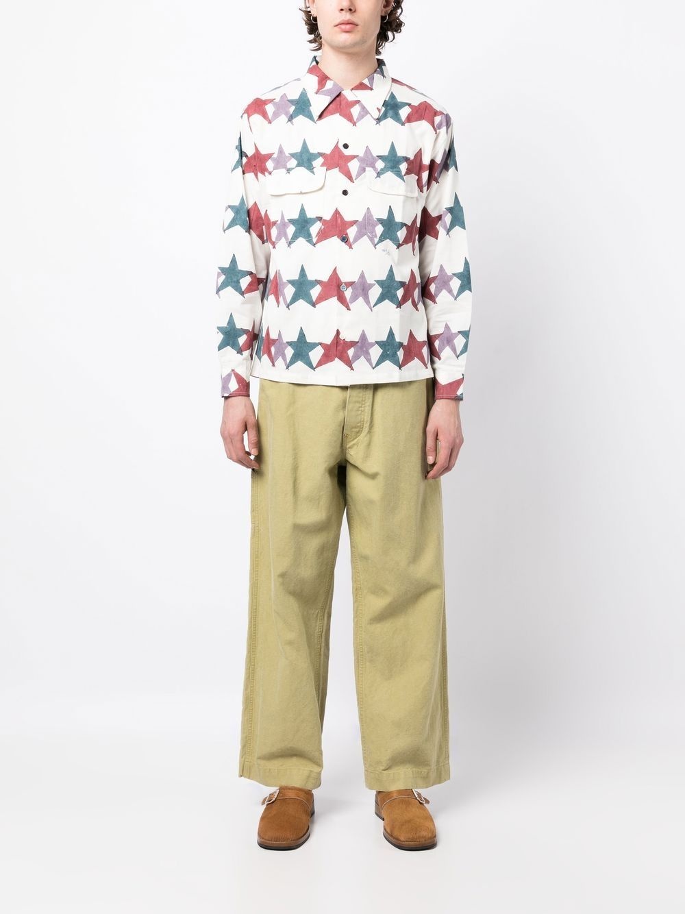 star-print button-up shirt - 2