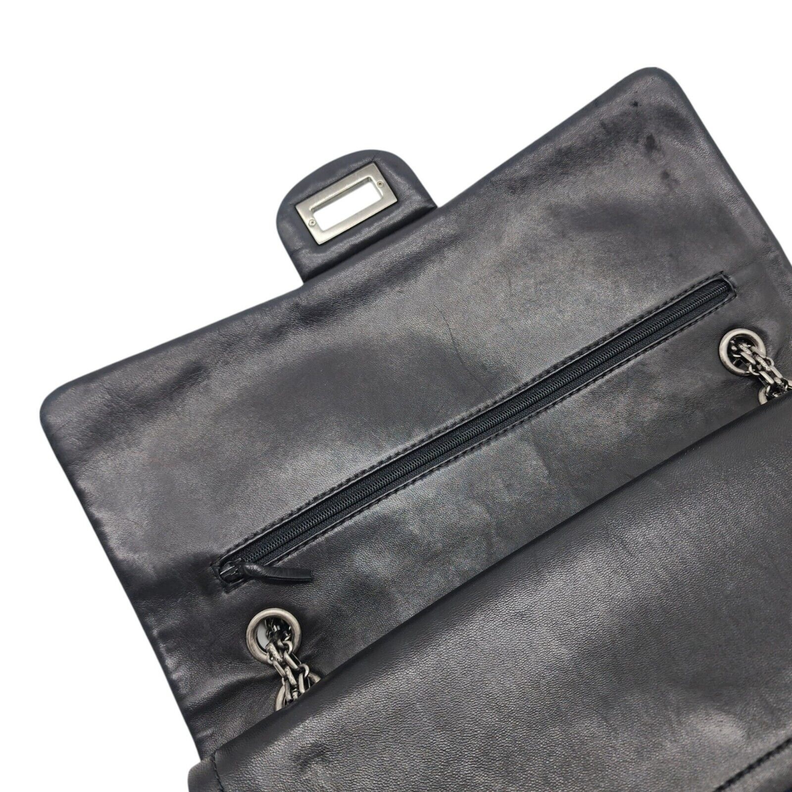 Chanel Classic 2.55 Reissue Jumbo Double Flap Bag - Quilted Patent Leather Black - 7