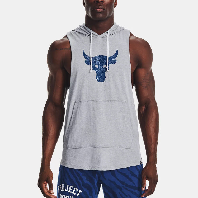 Under Armour Project Rock BSR Bull Sleeveless Hoodie 'Grey Blue' 1376939-035 - 4