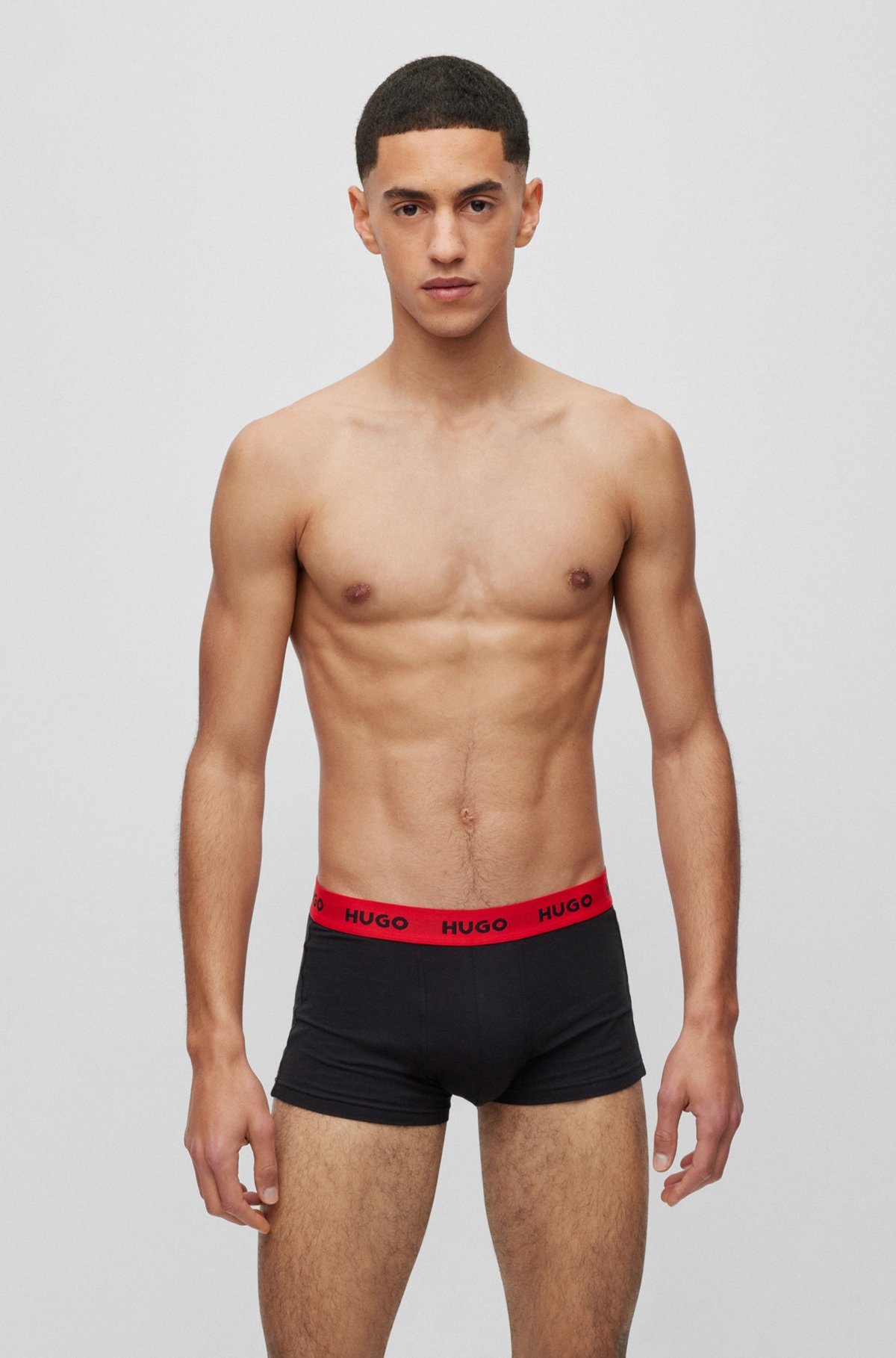 THREE-PACK OF LOGO-WAISTBAND TRUNKS IN STRETCH COTTON - 2