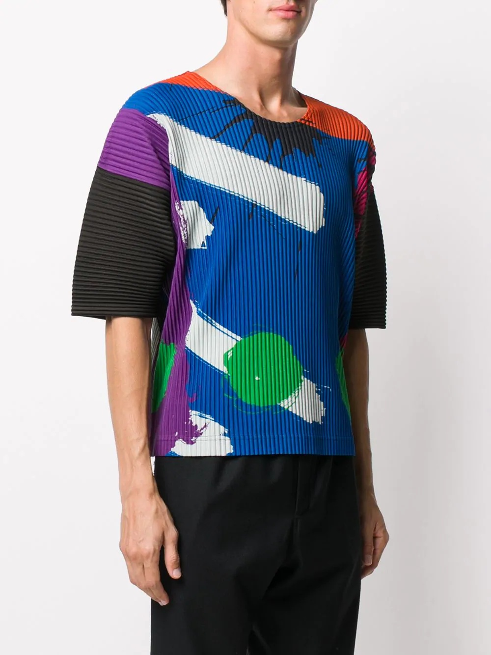 pleated abstract T-shirt - 3