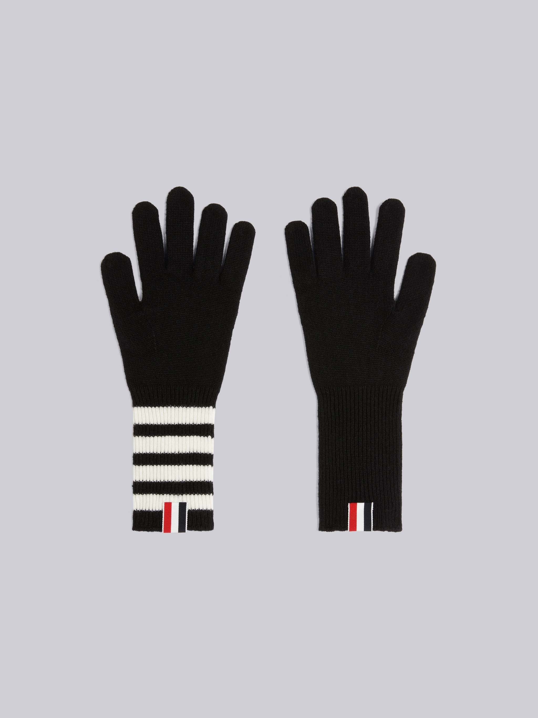 Black Cashmere 4-Bar Knit Gloves - 3