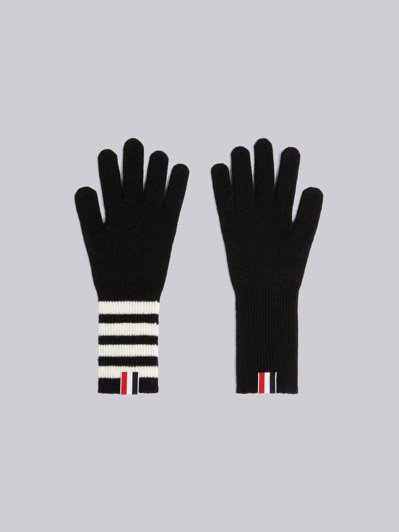 Black Cashmere 4-Bar Knit Gloves 3