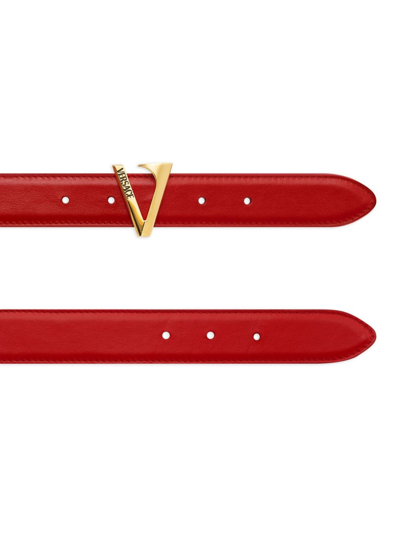 VERSACE V-buckle leather belt outlook